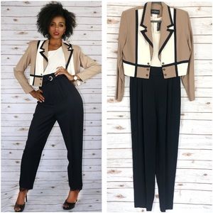 2 PC Vintage Jumpsuit with Blazer Set
